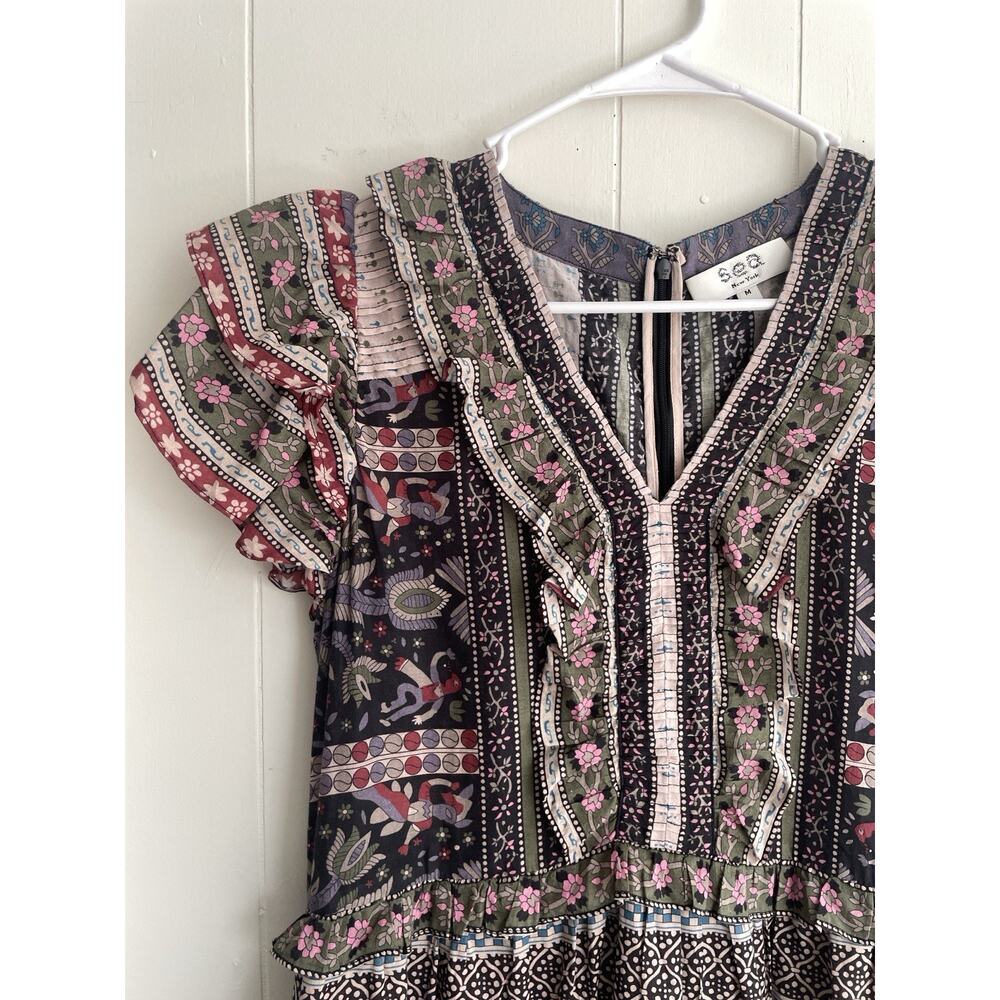 Sea New York Brooke Border Flutter Sleeve Dress Size M Boho Hippie - Picture 6 of 9